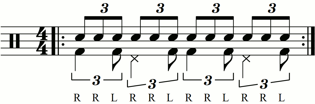 Applying level 0 groove movements on the feet under a reverse triplet