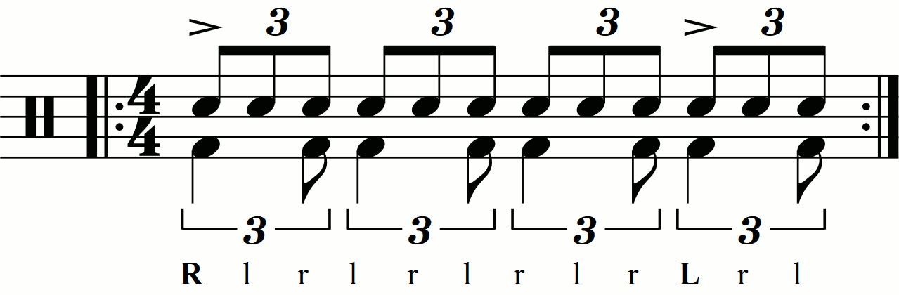 A single stroke triplet with crotchet accents