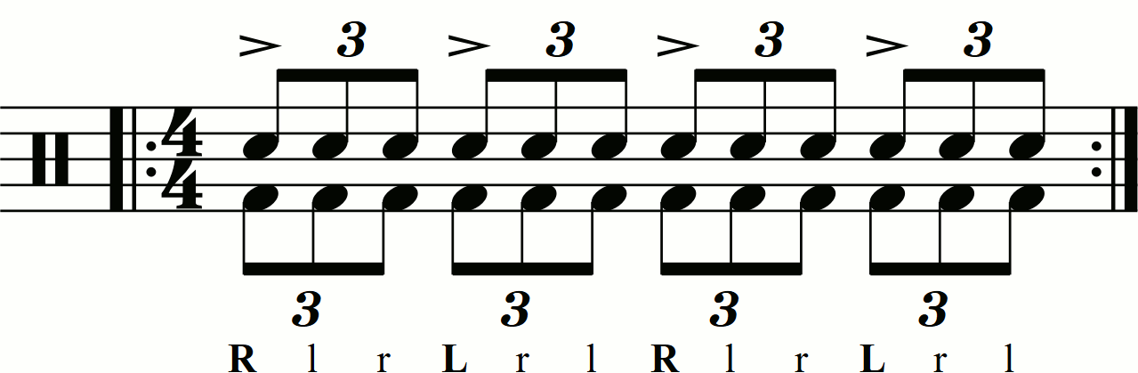 A single stroke triplet with crotchet accents