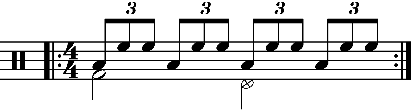 Standard triplet with each hand playing a different drum