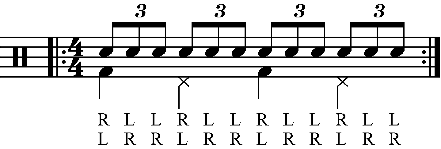 Adding quarter note feet under a standard triplet