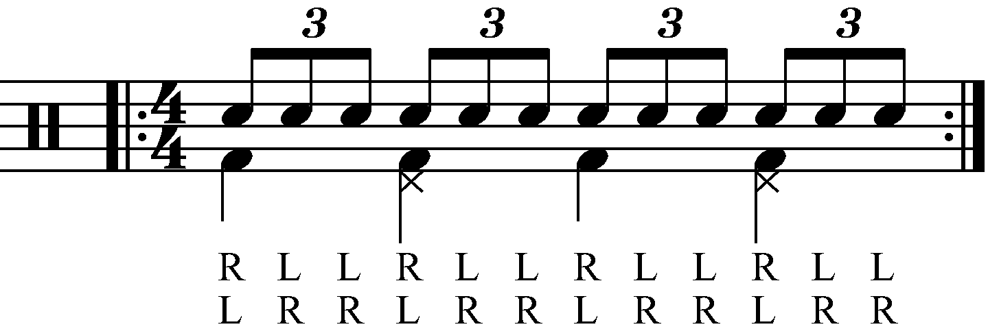 Adding quarter note feet under a standard triplet