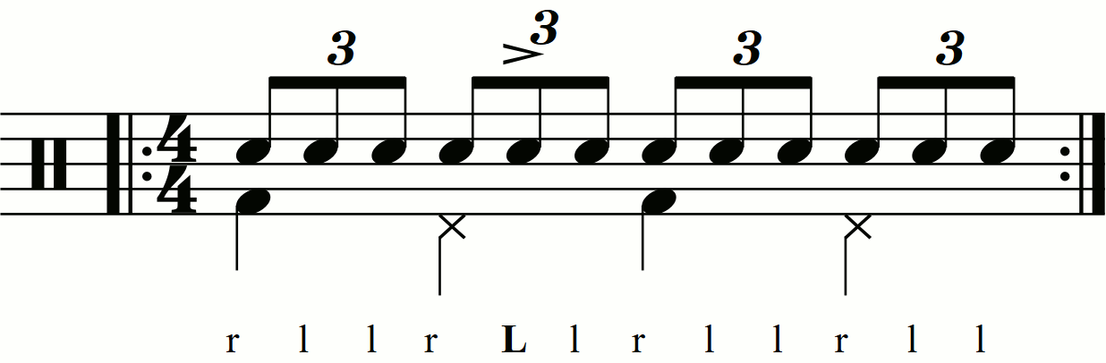 A standard triplet with second stroke accents