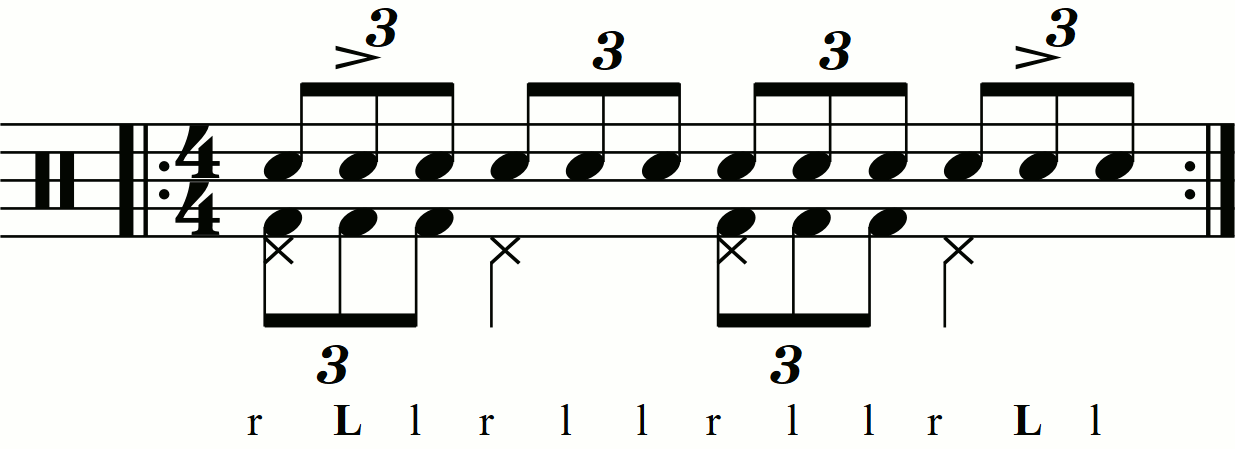 A standard triplet with second stroke accents