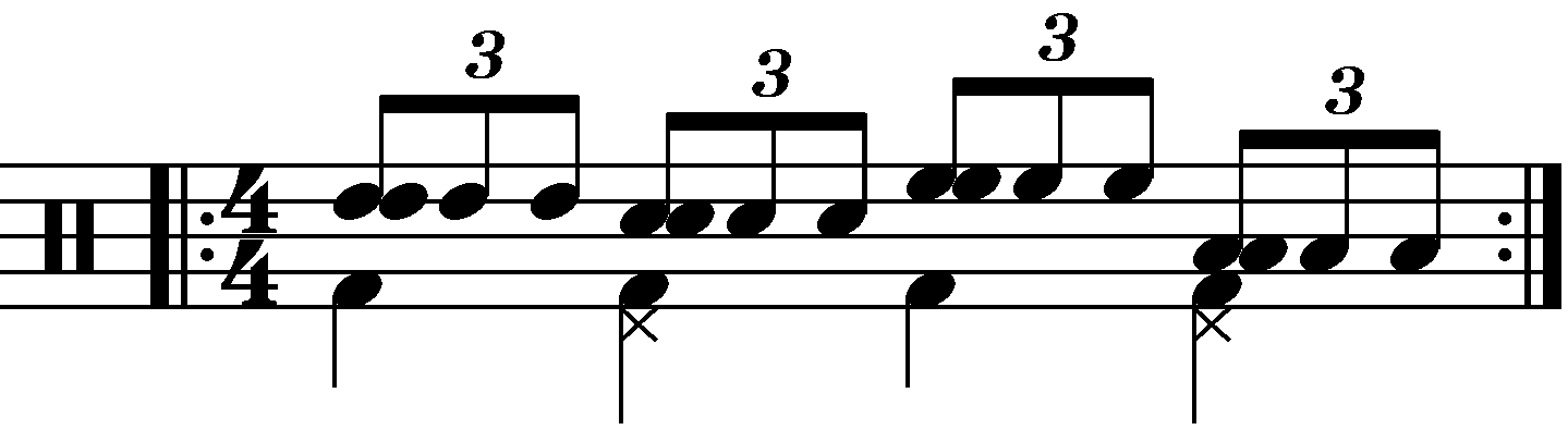 Swiss Army triplet played as groups of three