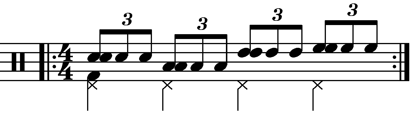 Swiss Army triplet played as groups of three