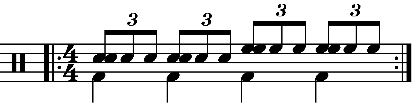 Swiss Army triplet played as groups of six