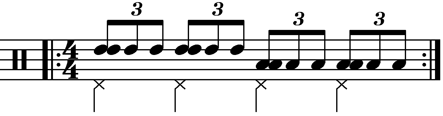 Swiss Army triplet played as groups of six