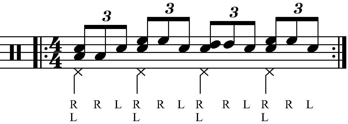 A standard triplet with moving right hands