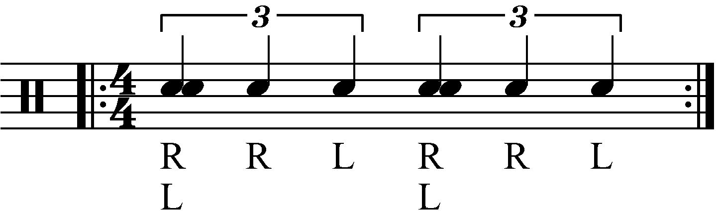 A swiss army triplet as quarter notes.