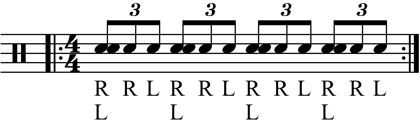 A swiss army triplet as eighth notes.
