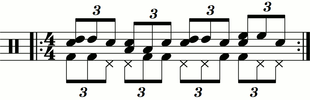 Swiss Army triplet orchestrated with the left hand planted