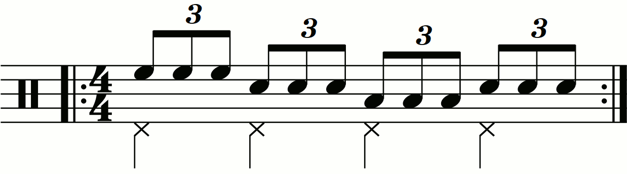 Triple Stroke Roll orchestrated with the left hand planted