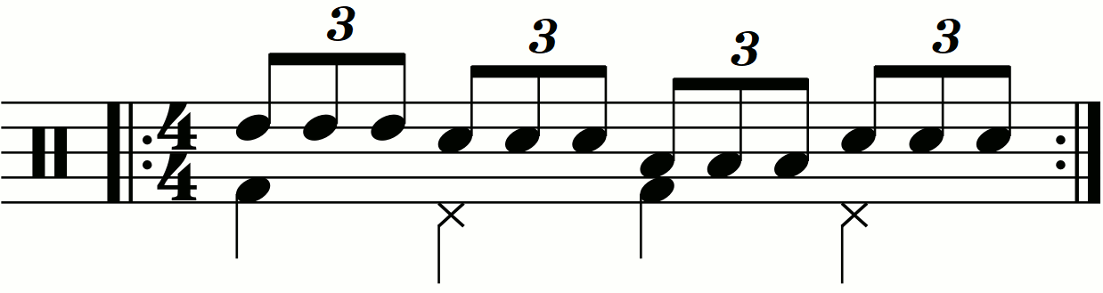 Triple Stroke Roll orchestrated with the left hand planted