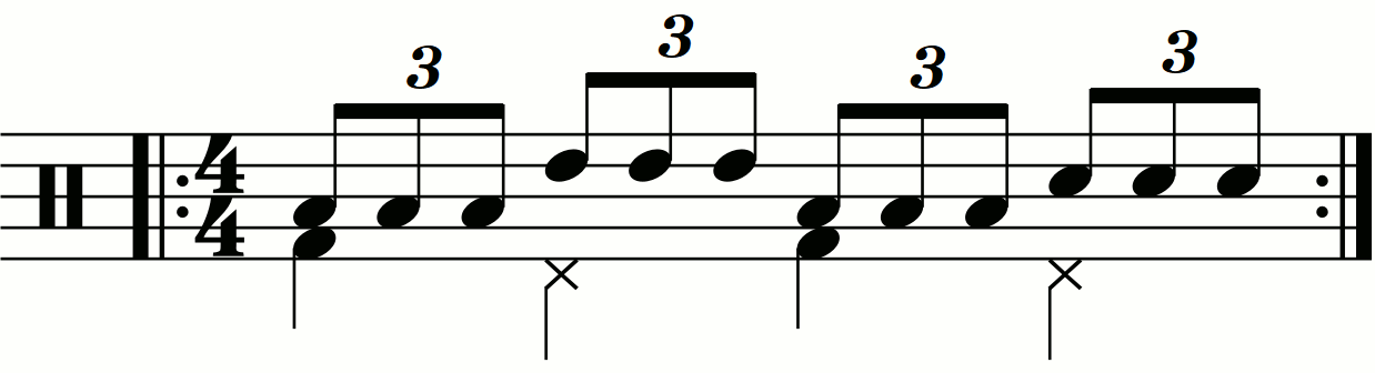 Triple Stroke Roll orchestrated with the right hand planted