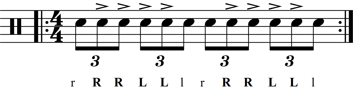 A single stroke triplet with accents