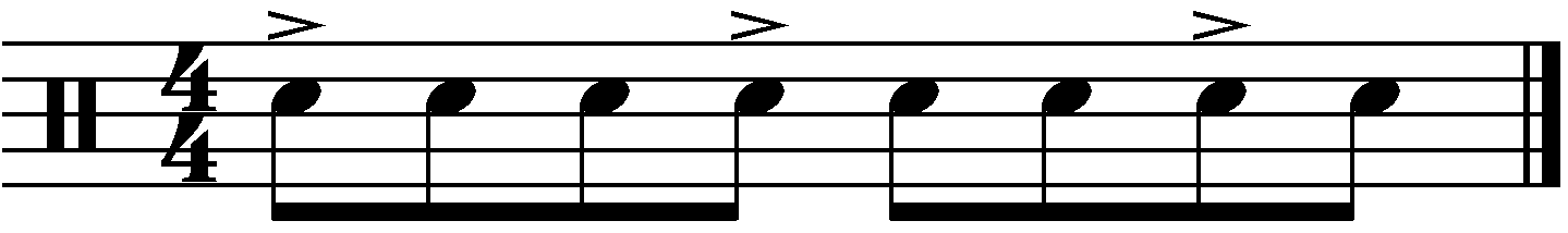 A syncopated rhythm