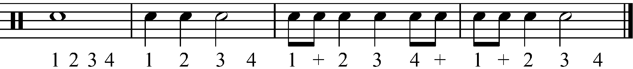 A snare drum rhythm with counting.